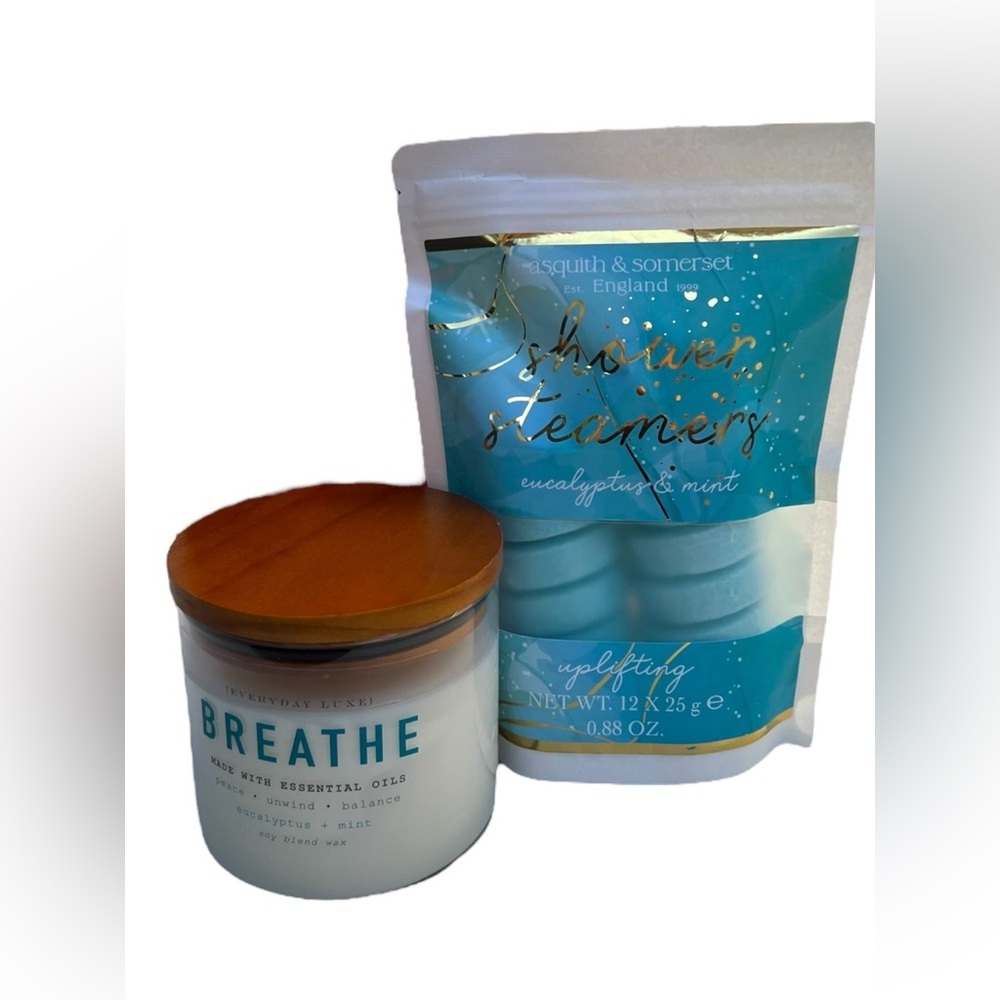 Asquith & Summerset Eucalyptus & Mint Shower Steamers with Essential‎ Oil Candle
